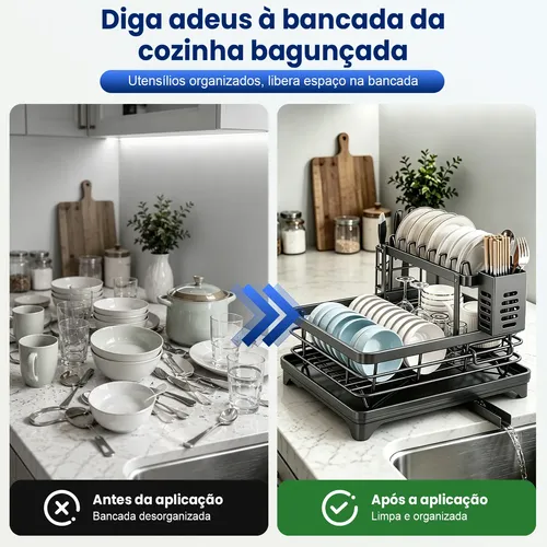 Escorredor Inox Organizador Louças 2andares Para Pia Cozinha
