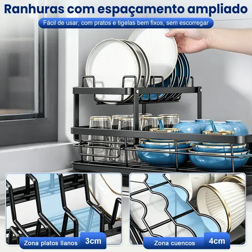 Escorredor Inox Organizador Louças 2andares Para Pia Cozinha