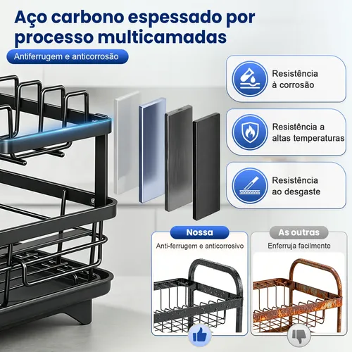 Escorredor Inox Organizador Louças 2andares Para Pia Cozinha