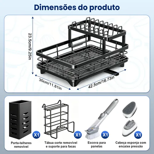 Escorredor Inox Organizador Louças 2andares Para Pia Cozinha