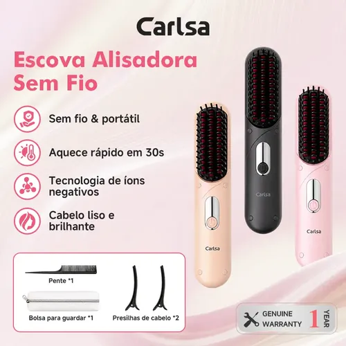 Escova Alisadora Portátil Sem Fio Usb Com Íons Negativos