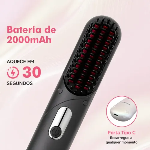 Escova Alisadora Portátil Sem Fio Usb Com Íons Negativos