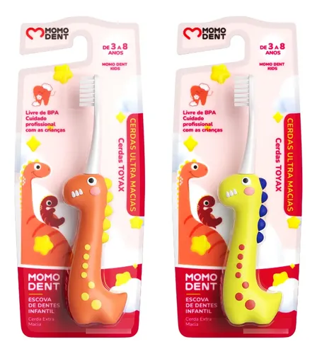 Escova de dentes infantil cerdas ultramacias 3 8 anos kit 2