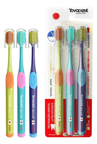 Escova de dentes toyadent pro sensitive pack kit 3 ultramaci