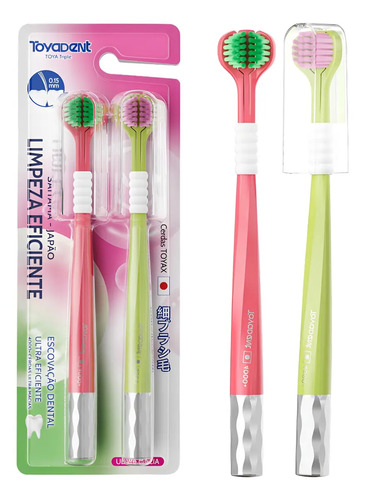 Escova de dentes toyadent ty508 de 3 lados kit 2