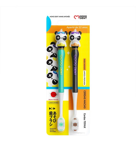 Escova de dentes ultramacia panda nadador kit 2 momodent