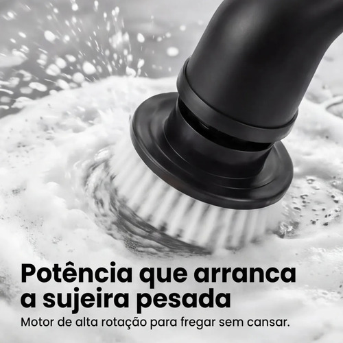 Escova de limpeza elétrica 12 em 1 giratória recarregável cabo regulável EPS-4112 - PRETO
