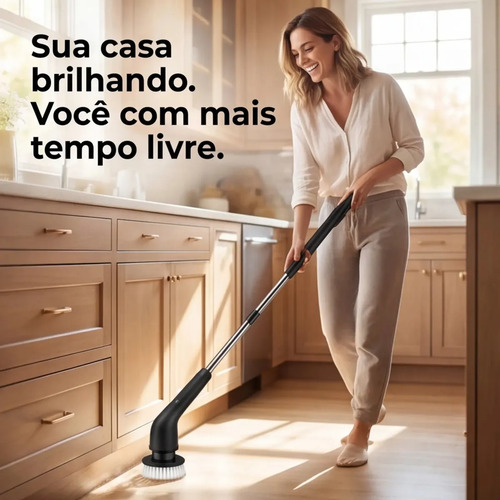 Escova de limpeza elétrica 12 em 1 giratória recarregável cabo regulável EPS-4112 - PRETO