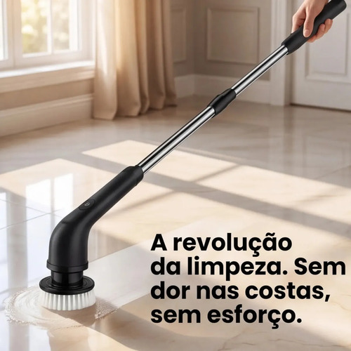 Escova de limpeza elétrica 12 em 1 giratória recarregável cabo regulável EPS-4112 - PRETO