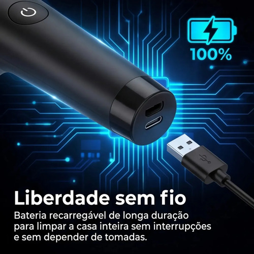 Escova de limpeza elétrica 12 em 1 giratória recarregável cabo regulável EPS-4112 - PRETO
