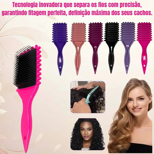 Escova Gringa Fitagem Raquete Cabelo Cacheado Definidora Modeladora Cacho Profissional Mariazinha