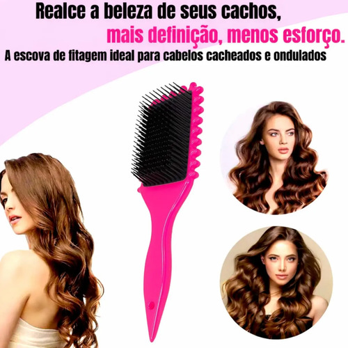 Escova Gringa Fitagem Raquete Cabelo Cacheado Definidora Modeladora Cacho Profissional Mariazinha