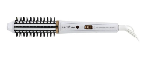 Escova modeladora britania 2 em 1 branca bec04 bivolt