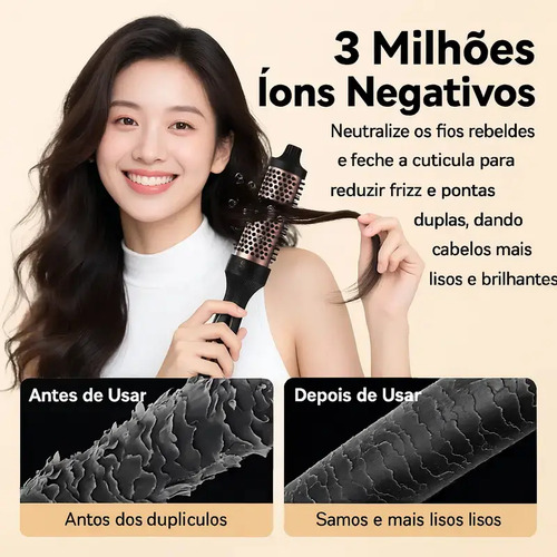 Escova Modeladora De Ions Negativosde 38mm/9 Ajustes De Temperatura,liso Oucacheado,secagem Rápida,tecnologia Deaquecimento Ptc/ntc Tecnologia,cuidado Capilar Com Íons Negativos,cachos Duradouros