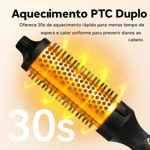 Escova Modeladora De Ions Negativosde 38mm/9 Ajustes De Temperatura,liso Oucacheado,secagem Rápida,tecnologia Deaquecimento Ptc/ntc Tecnologia,cuidado Capilar Com Íons Negativos,cachos Duradouros