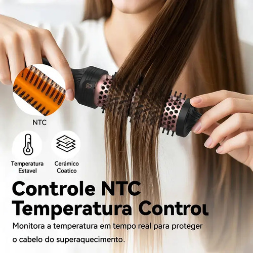 Escova Modeladora De Ions Negativosde 38mm/9 Ajustes De Temperatura,liso Oucacheado,secagem Rápida,tecnologia Deaquecimento Ptc/ntc Tecnologia,cuidado Capilar Com Íons Negativos,cachos Duradouros
