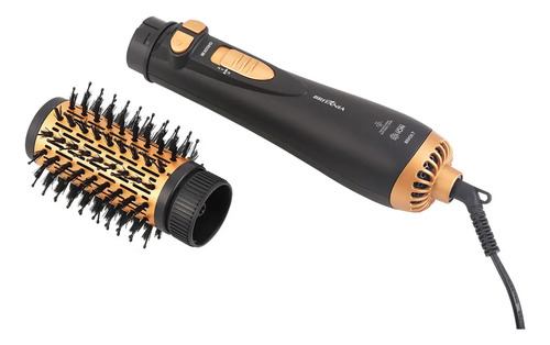 Escova Modeladora Rotativa Britânia Ber20pd 3 Temperaturas Cor Preto e Dourado