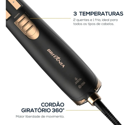 Escova Rotativa Ber21pd Biv Preto E Dourado Biv