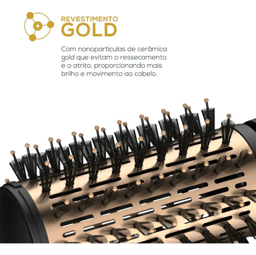 Escova Rotativa Ber21pd Biv Preto E Dourado Biv