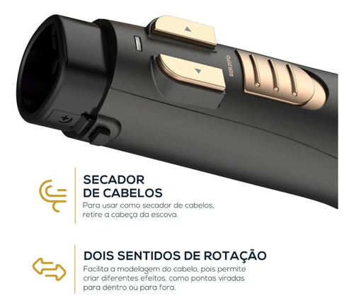 Escova Rotativa Ber21pd Biv Preto E Dourado Biv
