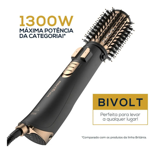 Escova Rotativa Ber21pd Biv Preto E Dourado Biv