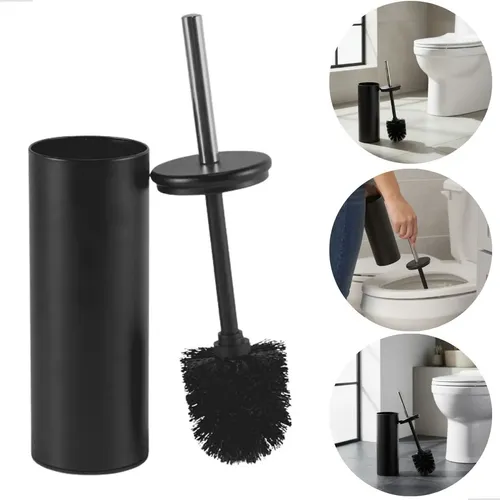 Escova sanitaria matte preta cabo e base em inox powermaid
