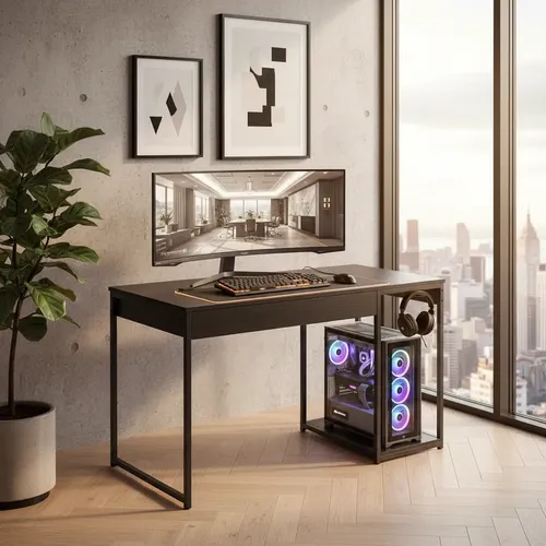 Escrivaninha Gamer Mesa Para Computador Com Suporte Para Cpu
