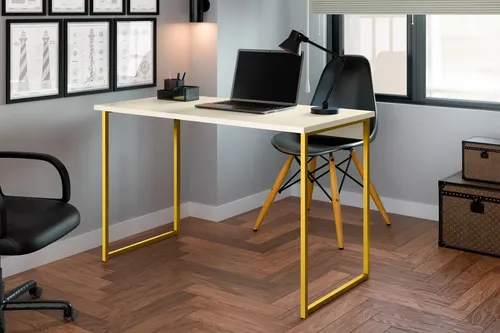 Escrivaninha Industrial 110cm Mesa Estudo Aparador Pés Aço