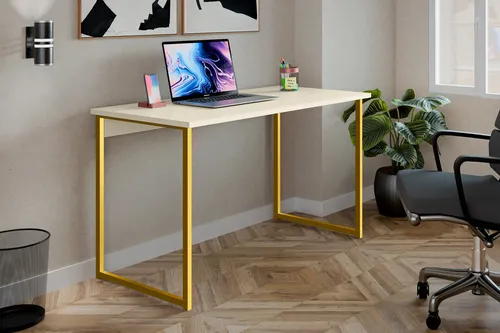 Escrivaninha Industrial 110cm Mesa Estudo Aparador Pés Aço