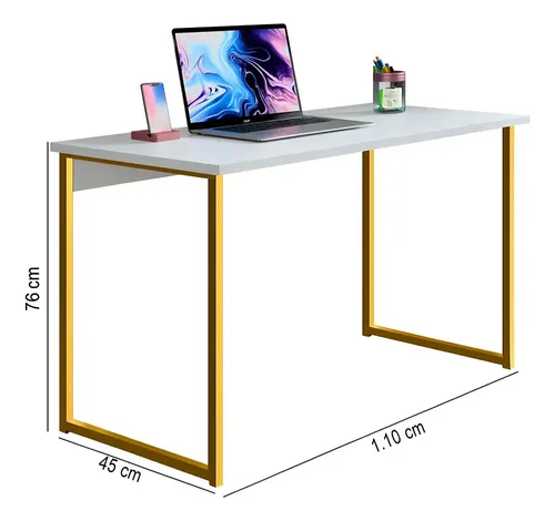 Escrivaninha Industrial 110cm Mesa Estudo Aparador Pés Aço