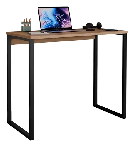 Escrivaninha Industrial Mesa Estudo Aparador Office Aço Mdf
