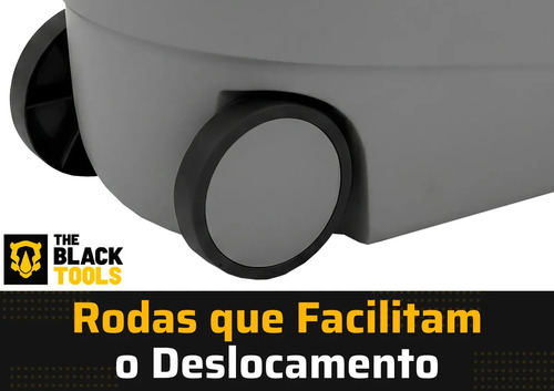 Esfregão Mop 360° Balde Inox Com Rodas Microfibra 16 Litros Cabo Longo Alça Cinza TBBL04 The Black Tools