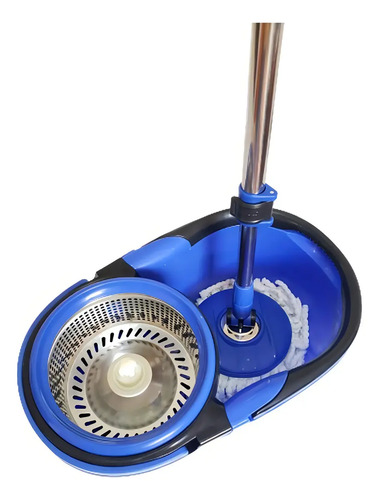 Esfregão Perfect Pro Mop 360° Balde Inox Cabo Longo Microfibra 16L