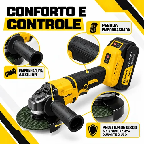 Esmerilhadeira Angular Sem Fio 48vf 125mm Brushless 2 Discos