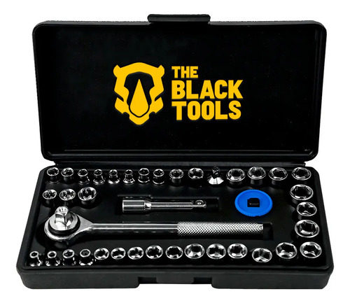 Esmerilhadeira Lixadeira Angular 4.1/2 Profissional Com Kit De Soquetes Catraca Reversível 40 Peças The Black Tools