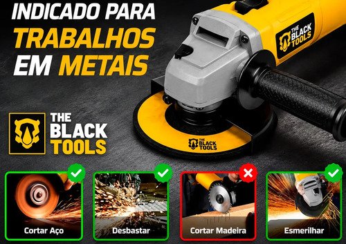Esmerilhadeira Lixadeira Angular 780w 115mm 4.1/2 11000rpm Bta800 The Black Tools