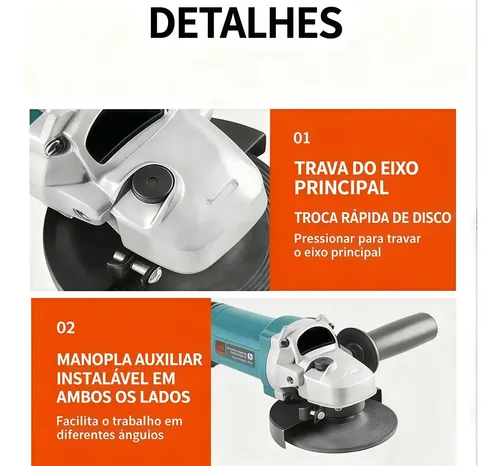 Esmerilhadeira Lixadeira Angular 850w 115mm Cor Azul-petrol
