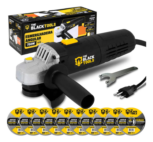 Esmerilhadeira lixadeira angular bte750 412 750w com discos