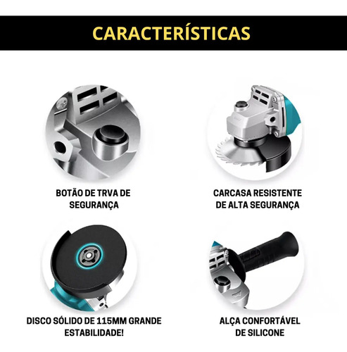 Esmerilhadeira Lixadeira Angular Hanabi 115mm 880w Profissional Cor Azul-petróleo Frequência 60 Hz