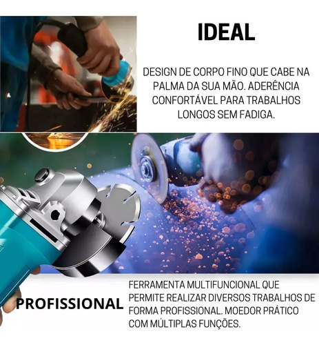 Esmerilhadeira Lixadeira Angular Hanabi 115mm 880w Profissional Cor Azul-petróleo Frequência 60 Hz