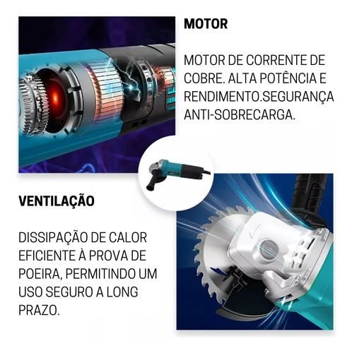 Esmerilhadeira Lixadeira Angular Hanabi 115mm 880w Profissional Cor Azul-petróleo Frequência 60 Hz