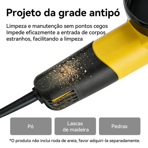 Esmerilhadeira Lixadeira Angular Profissional 800w 115mm 11000rpm Cor Amarelo Com Acessório Cabo Lateral Cabo Rotativo Compacta Eficiente
