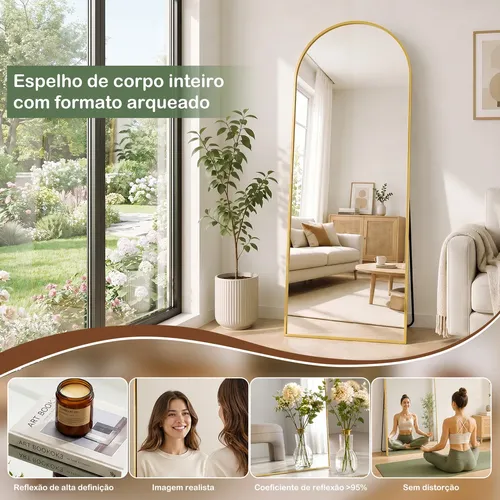 Espelho De Chão Corpo Inteiro Arco 165*60cm Com Suporte U