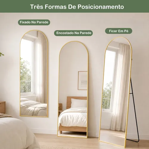 Espelho De Chão Corpo Inteiro Arco 165*60cm Com Suporte U