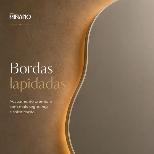 Espelho Mirano Orgânico Madrid 100x40cm Lapidado Design Luxo