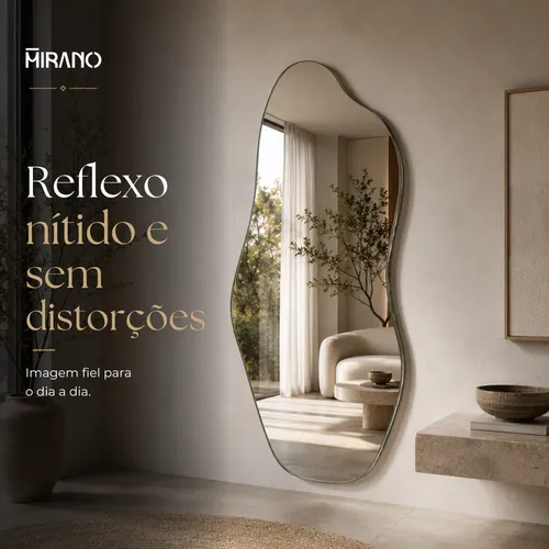 Espelho Mirano Orgânico Madrid 100x40cm Lapidado Design Luxo
