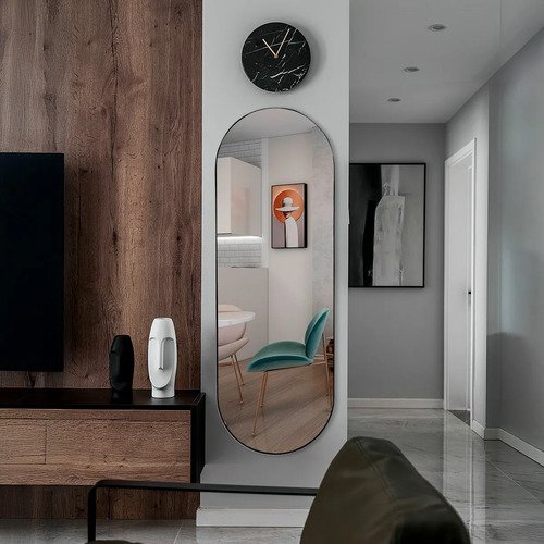 Espelho oval organico de parede grande 150x50 corpo inteiro