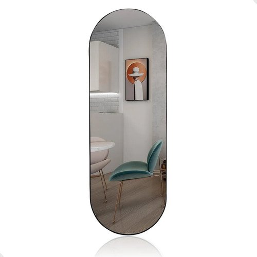 Espelho Oval Orgânico De Parede Grande 150x50 Corpo Inteiro Moldura Caramelo