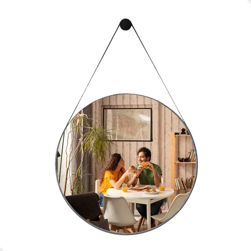 Espelho Para Banheiro Decorativo Redondo 60cm Com Suporte