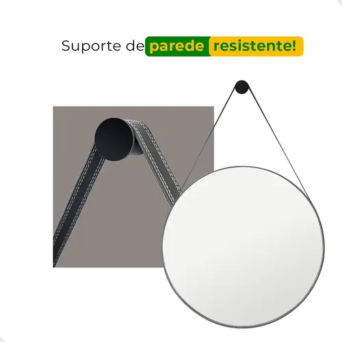 Espelho Para Banheiro Decorativo Redondo 60cm Com Suporte